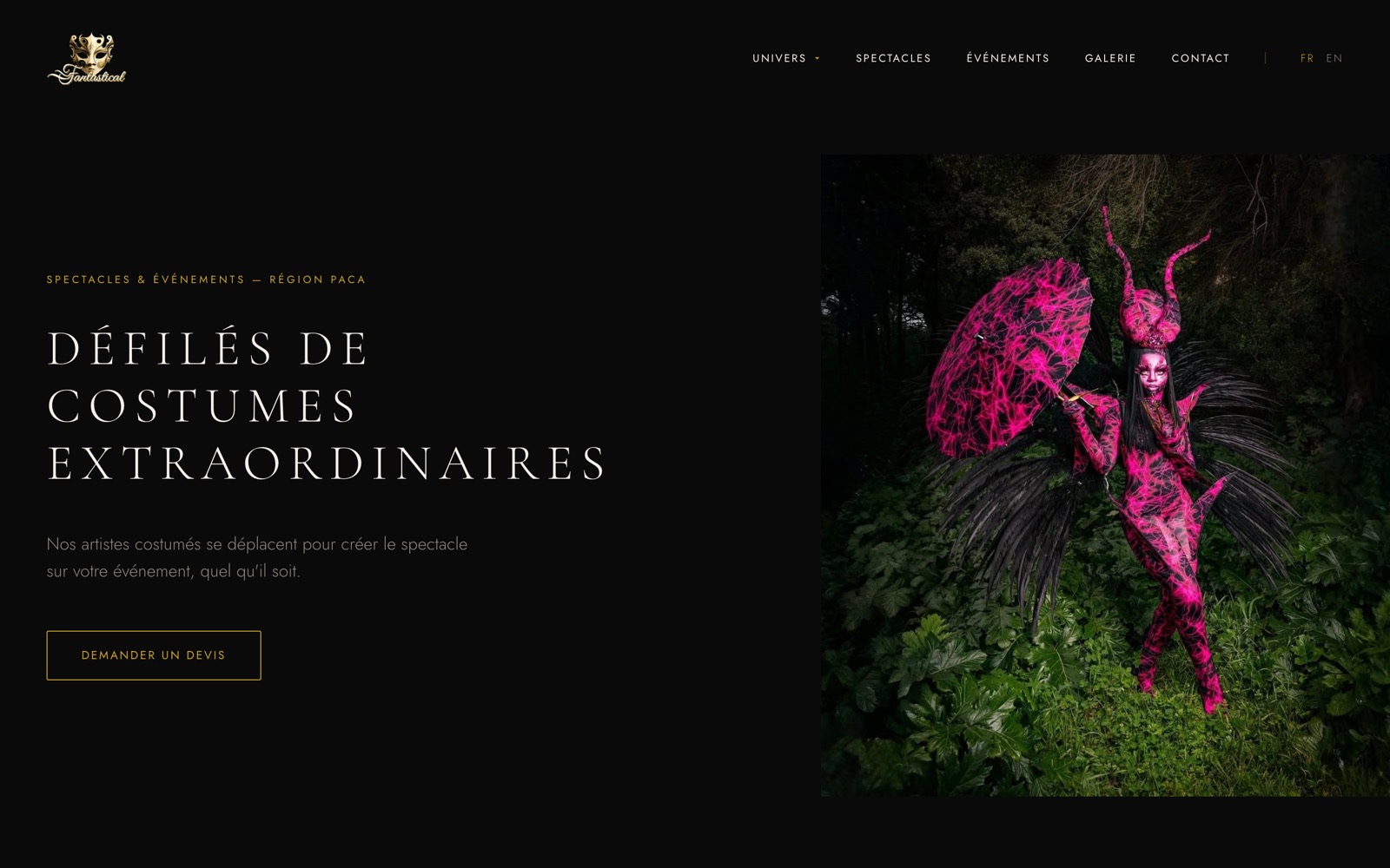 Page d'accueil du site Fantastical Show