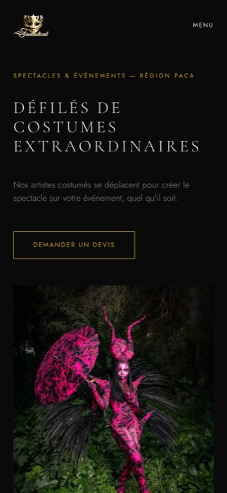 Version mobile du site Fantastical Show